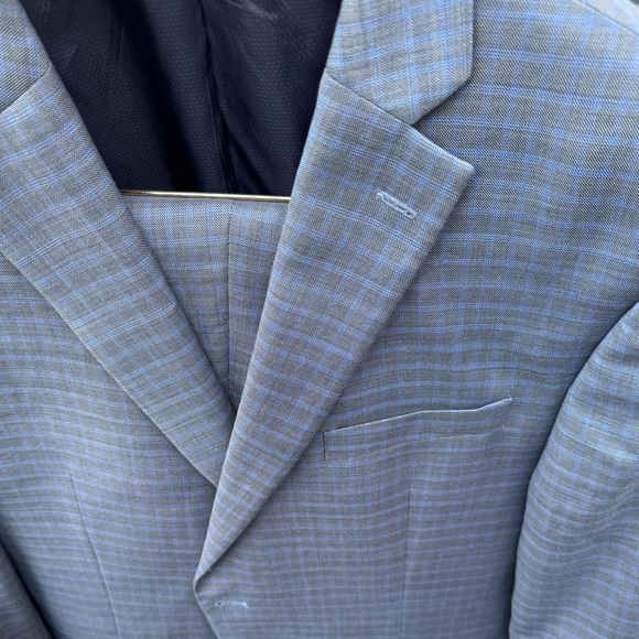 MICHAEL KORS MEN Classic Fit Wool Blend Stretch Suit Jacket PANTS SET PLAID BLUE - Picture 16 of 16